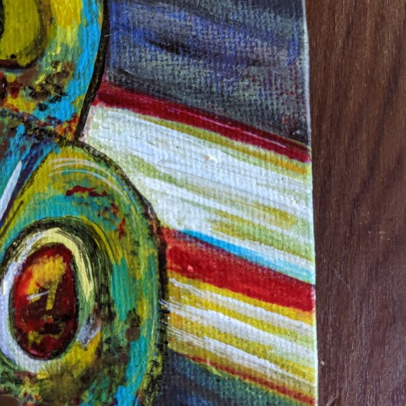 Set of 2 ORIGINAL PAINTINGS 4" x 6" Vintage Volkswagen Beetle Bug Yellow Blue - Picture 9 of 11